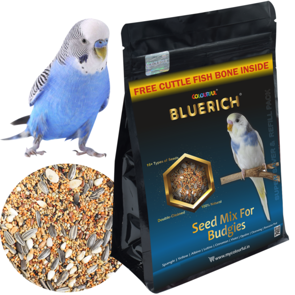 BLUERICH Budgies Seed Mix 1.25Kg + Free Cuttle Bone
