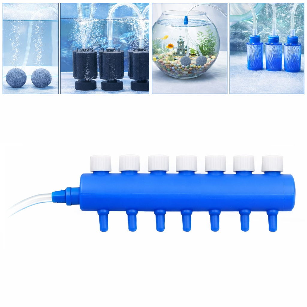 Blue 7-Way Aquarium Air Distributor Valve