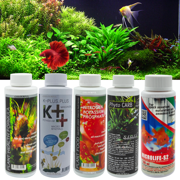Plant Health 120ml + Plant Food 120ml + K++ 120ml + Phyto Carb 100ml + Micro Life S2 100ml